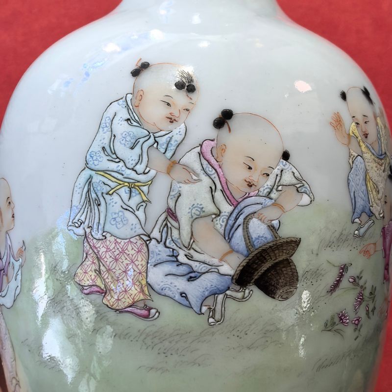 民国 仿珐琅彩麟趾呈祥图灯笼尊 - 图7