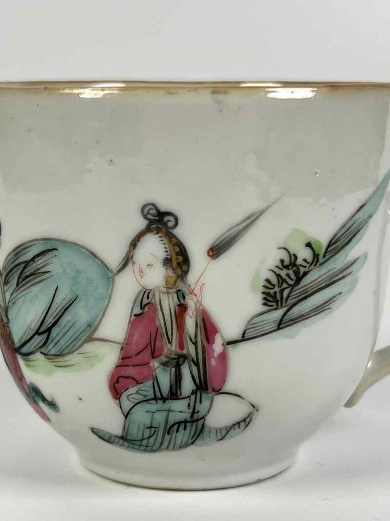 XYA031清同治  粉彩教子图杯 - 图2