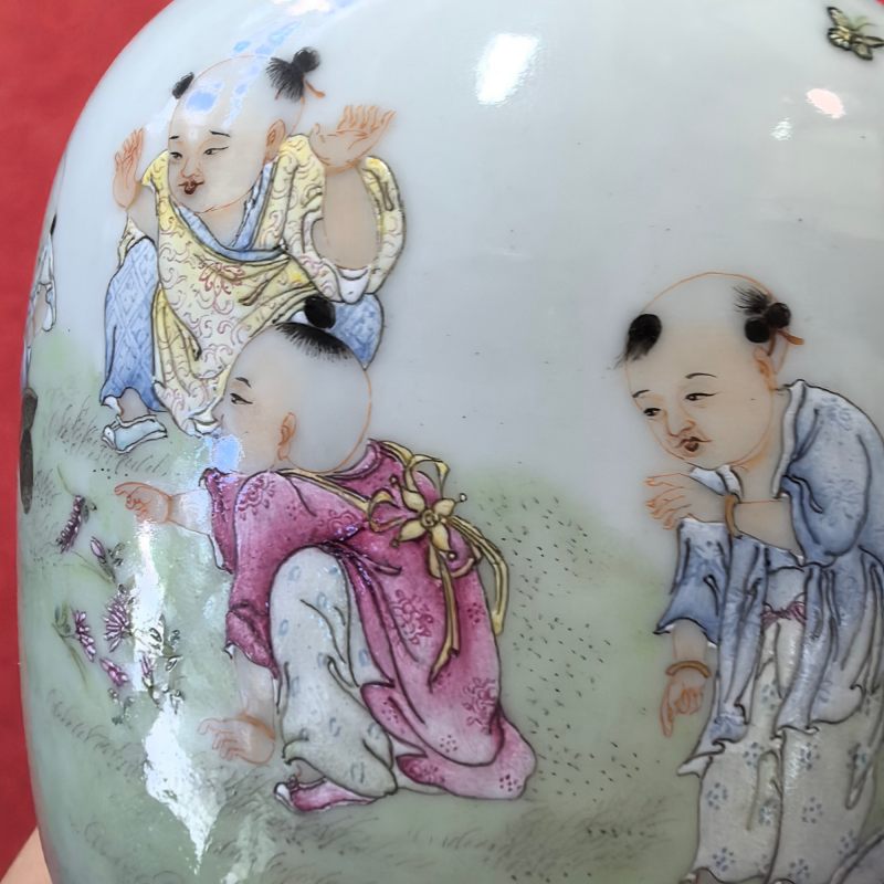 民国 仿珐琅彩麟趾呈祥图灯笼尊 - 图8
