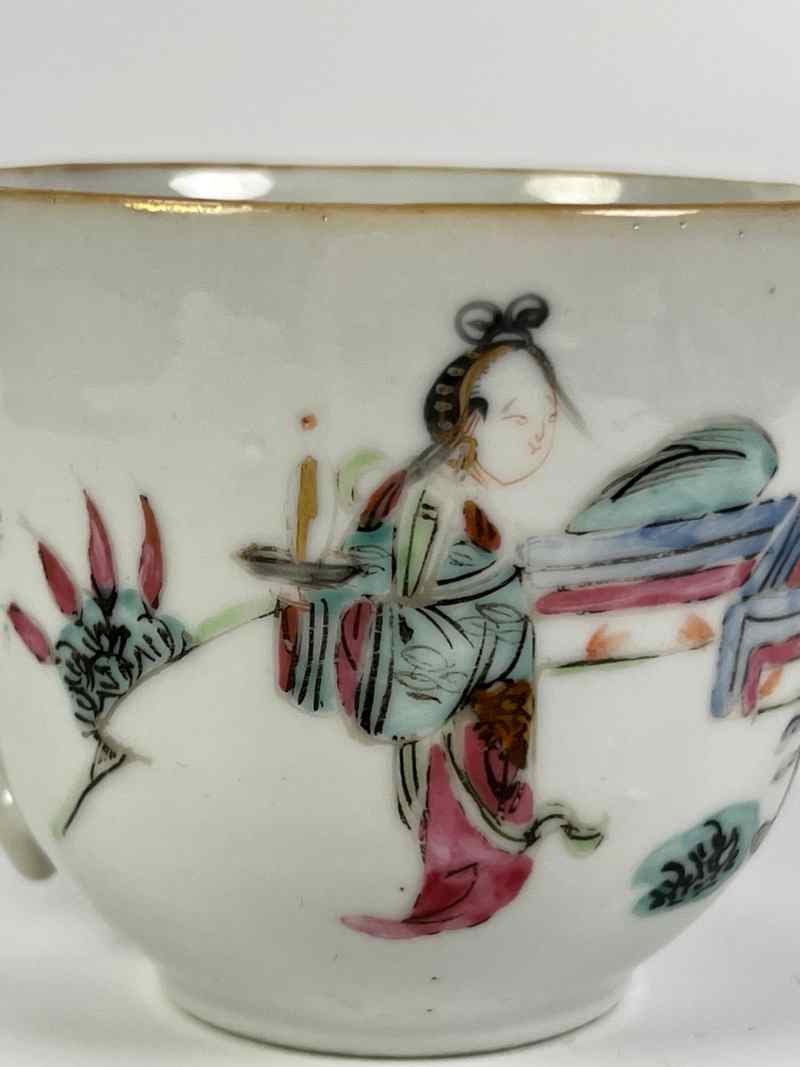 XYA031清同治  粉彩教子图杯 - 图4