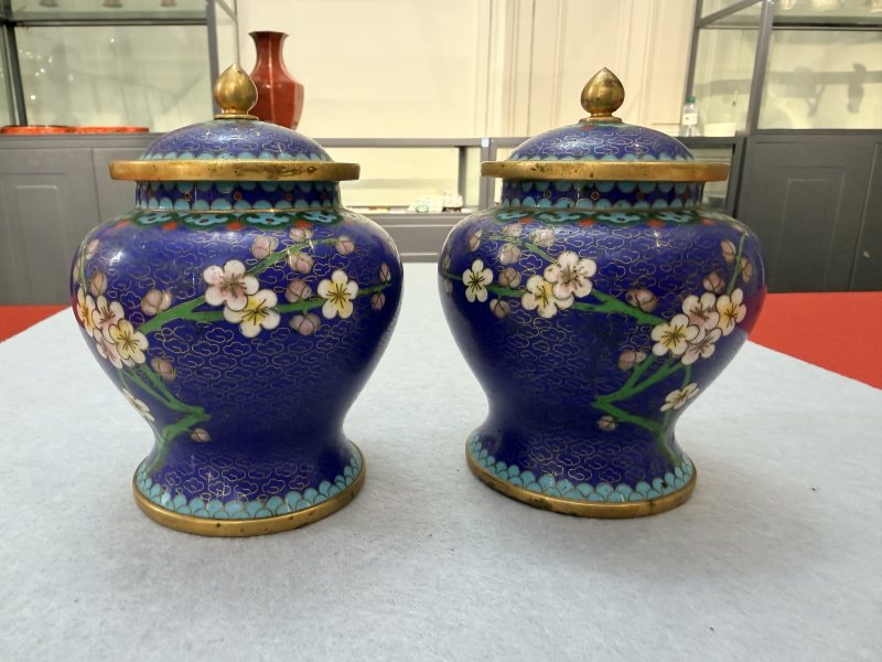 SF695 景泰蓝花卉盖罐 - 图3