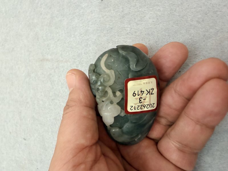 ZK419青花玉灵芝形把件 - 图6