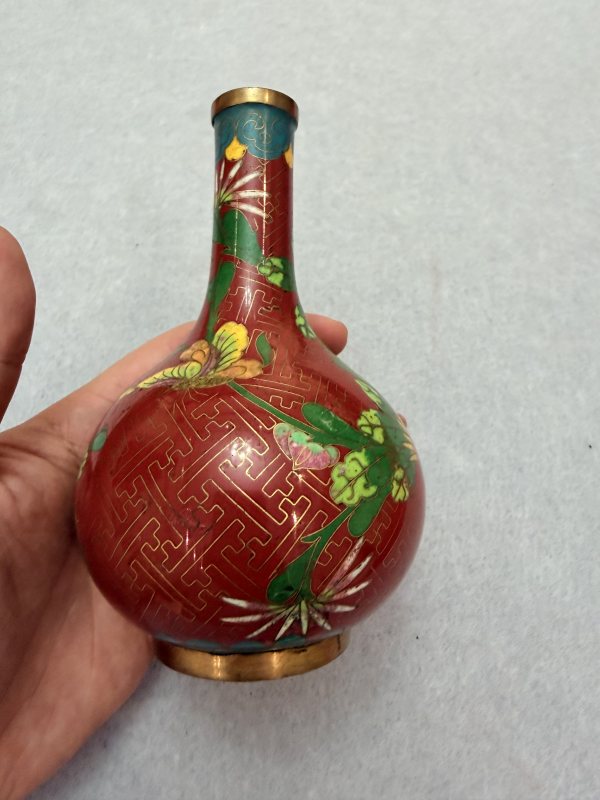 SF686 景泰蓝花卉天球瓶 - 图6