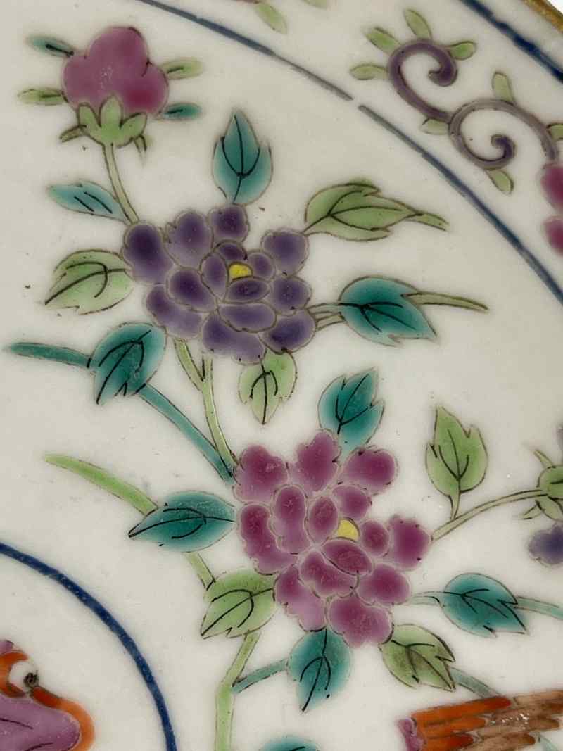 XYA032清晚期  粉彩花鸟纹盘 - 图5