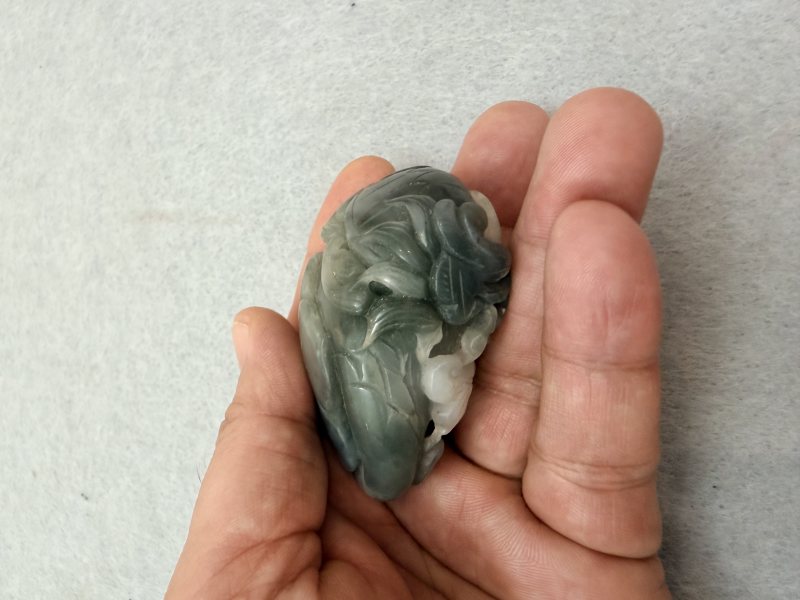 ZK419青花玉灵芝形把件 - 图8