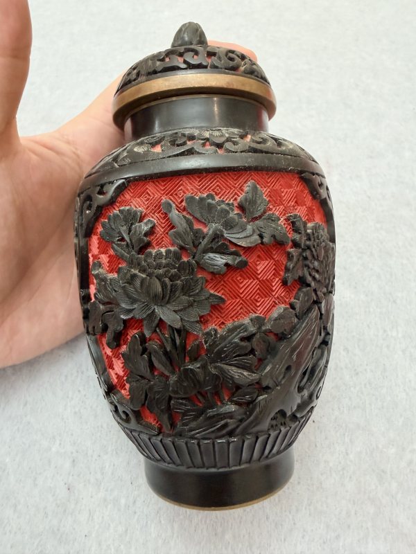 SF708 剔红花卉盖罐 - 图7