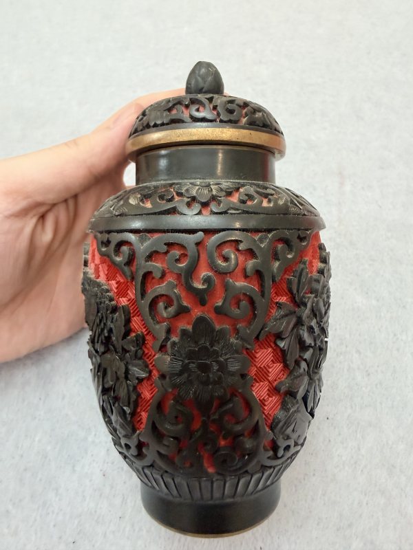 SF708 剔红花卉盖罐 - 图8