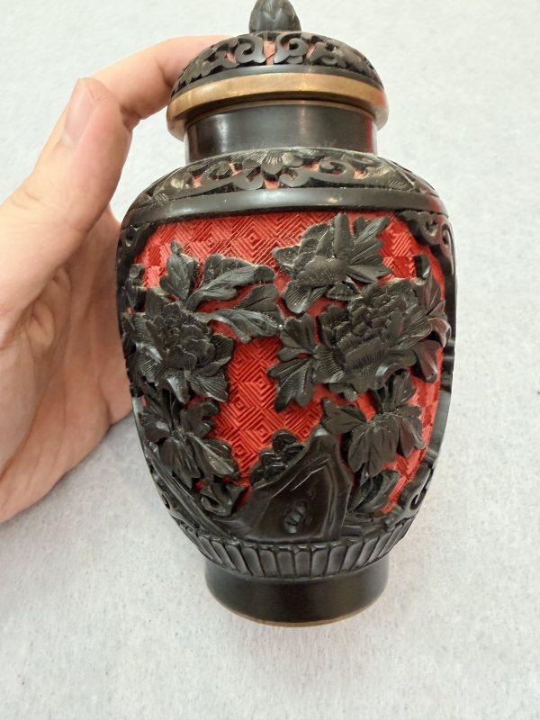 SF708 剔红花卉盖罐 - 图9