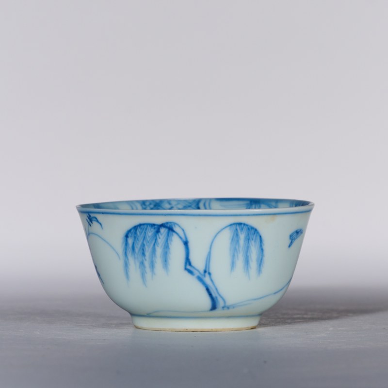 清康熙 青花牧牛图杯 - 图3