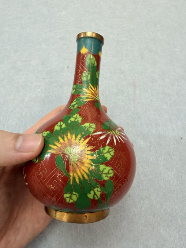 SF686 景泰蓝花卉天球瓶 - 图7
