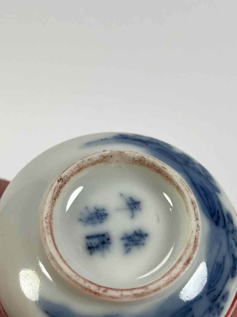 XYA033清晚期  青花教子图牛眼印泥盒 - 图6