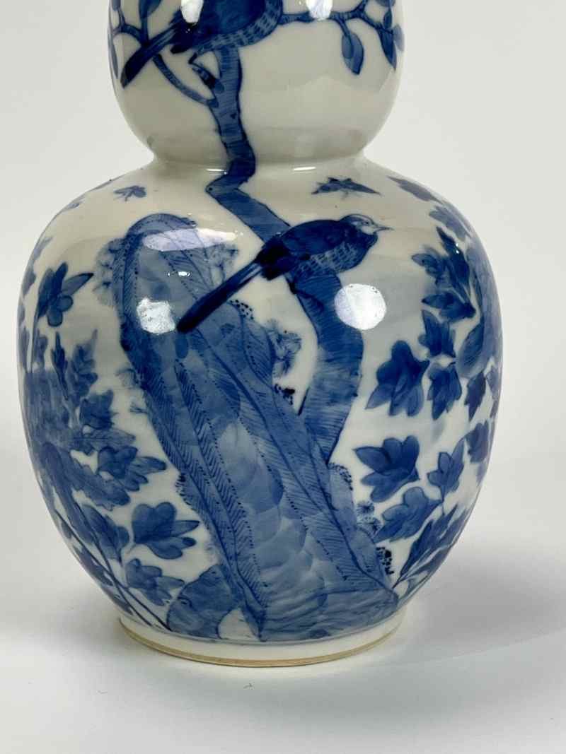 XYA050清光绪  青花蝴蝶花鸟纹葫芦瓶 - 图3