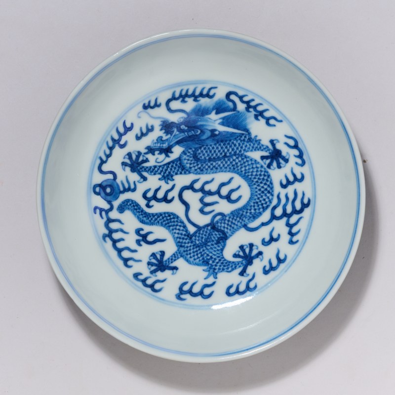 清光绪 青花云龙纹盘