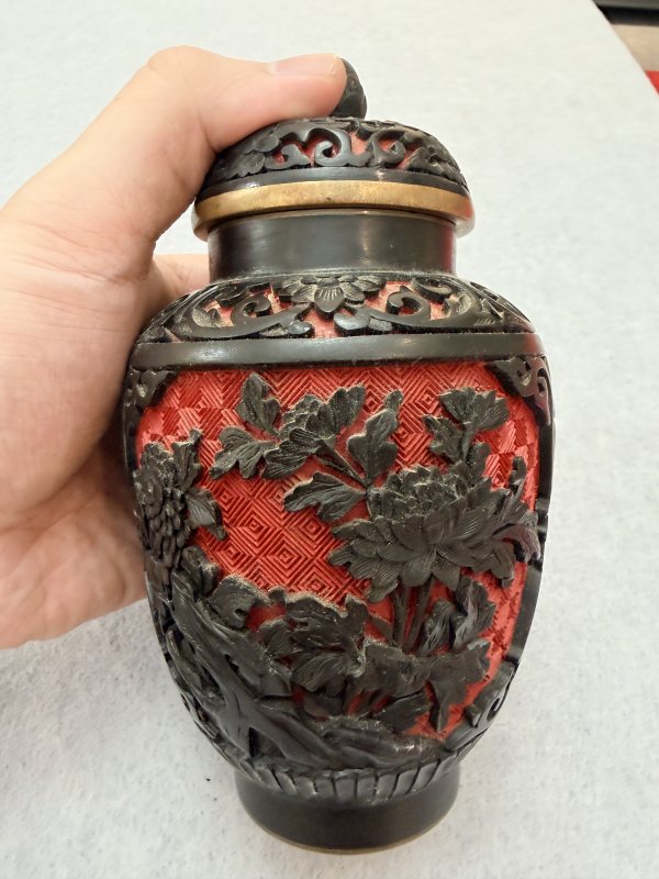 SF708 剔红花卉盖罐 - 图17