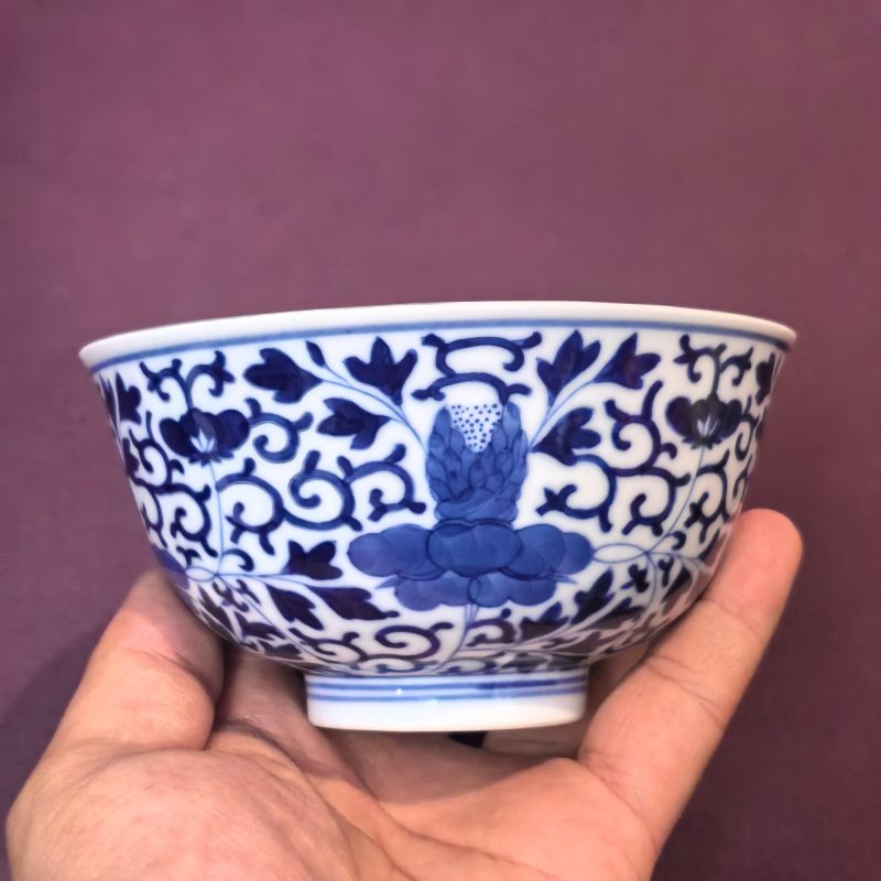 清光绪 青花缠枝花卉纹碗 - 图6