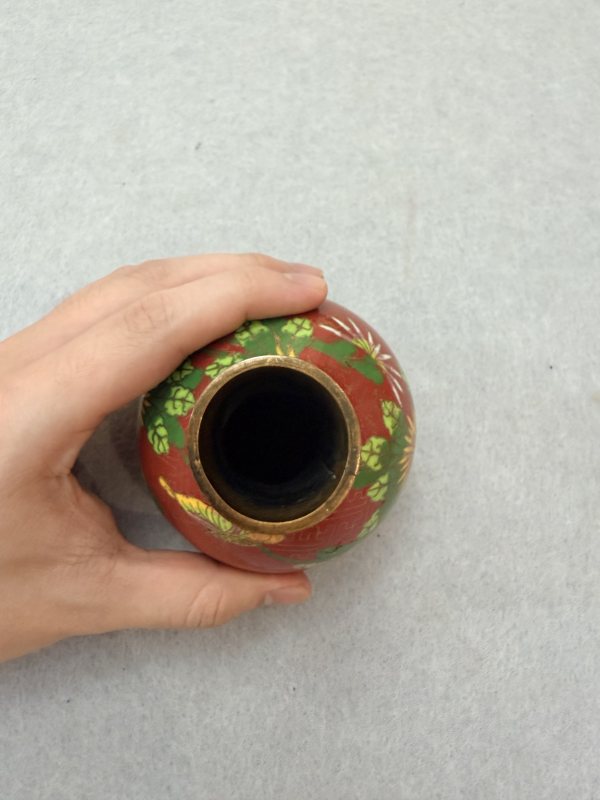 SF686 景泰蓝花卉天球瓶 - 图3