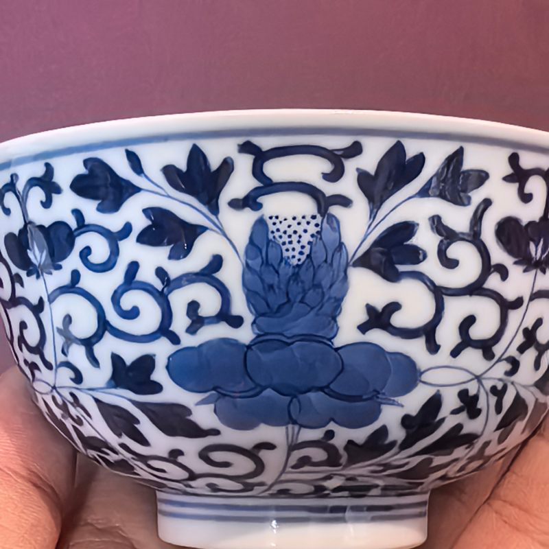 清光绪 青花缠枝花卉纹碗 - 图7