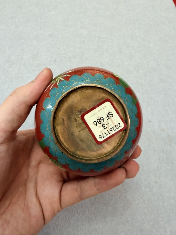 SF686 景泰蓝花卉天球瓶 - 图4
