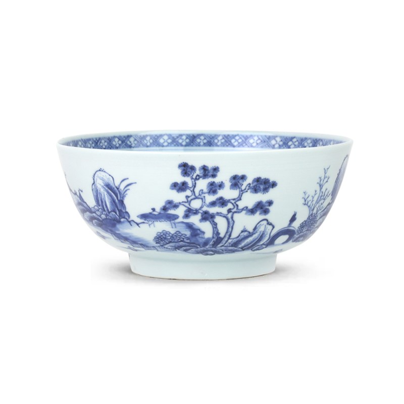 清乾隆 “南京号”青花山水人物H仕碗