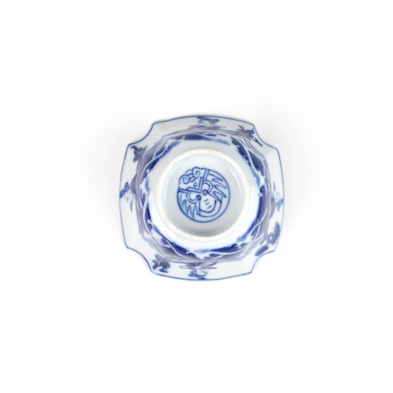 清光绪 青花神仙人物纹四方倭角杯 - 图4