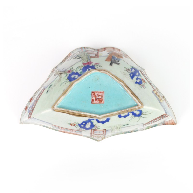 清嘉庆 粉彩花神图角碗 - 图4