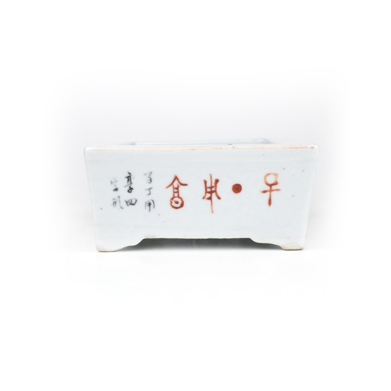 清光绪 张云浅绛彩花鸟纹水仙盆 - 图6