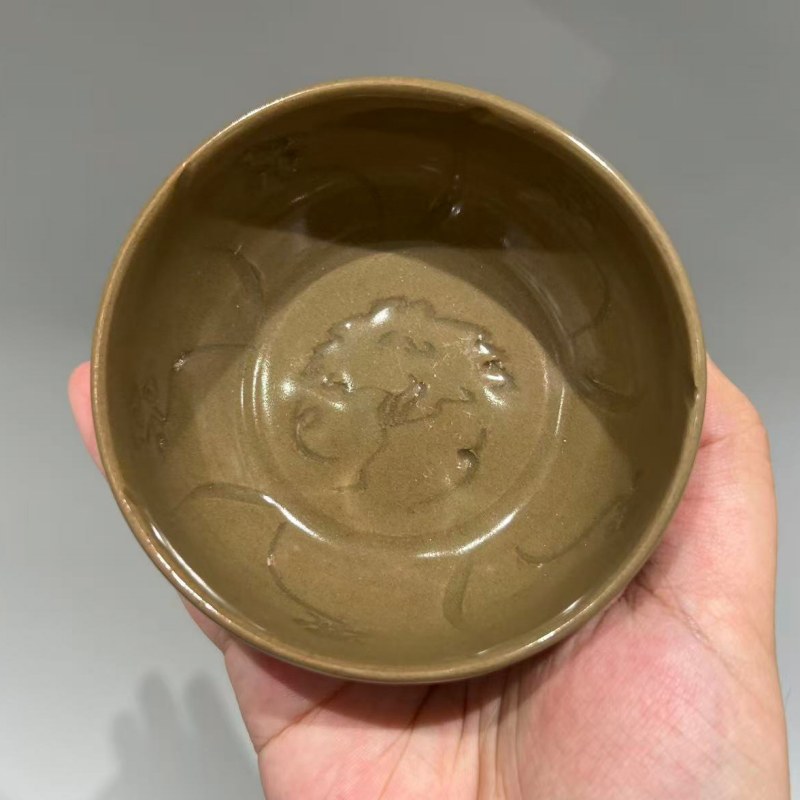 明代 龙泉窑青黄釉卧足杯 - 图4