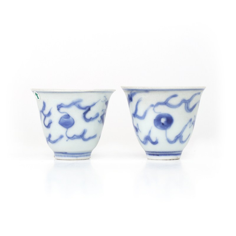 明末 “哈彻”青花龙纹小杯一对 - 图3