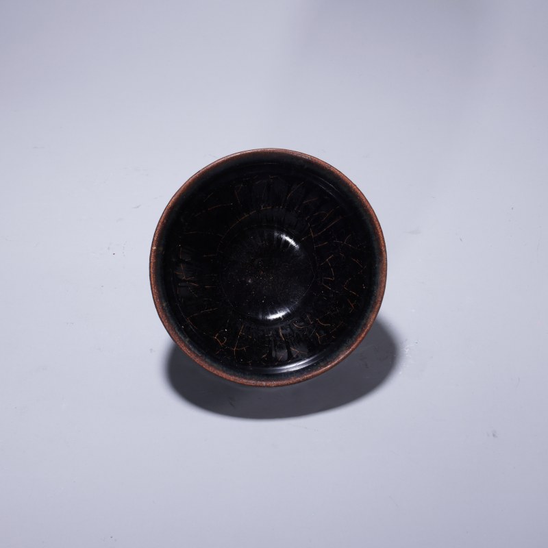 明代 黑釉描银盏