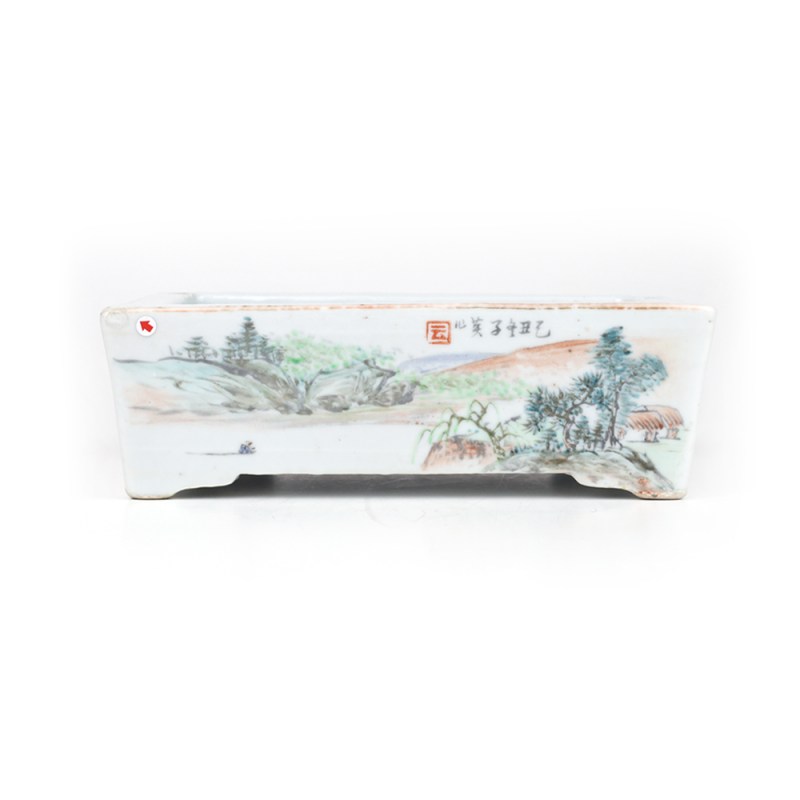 清光绪 张云浅绛彩花鸟纹水仙盆 - 图3