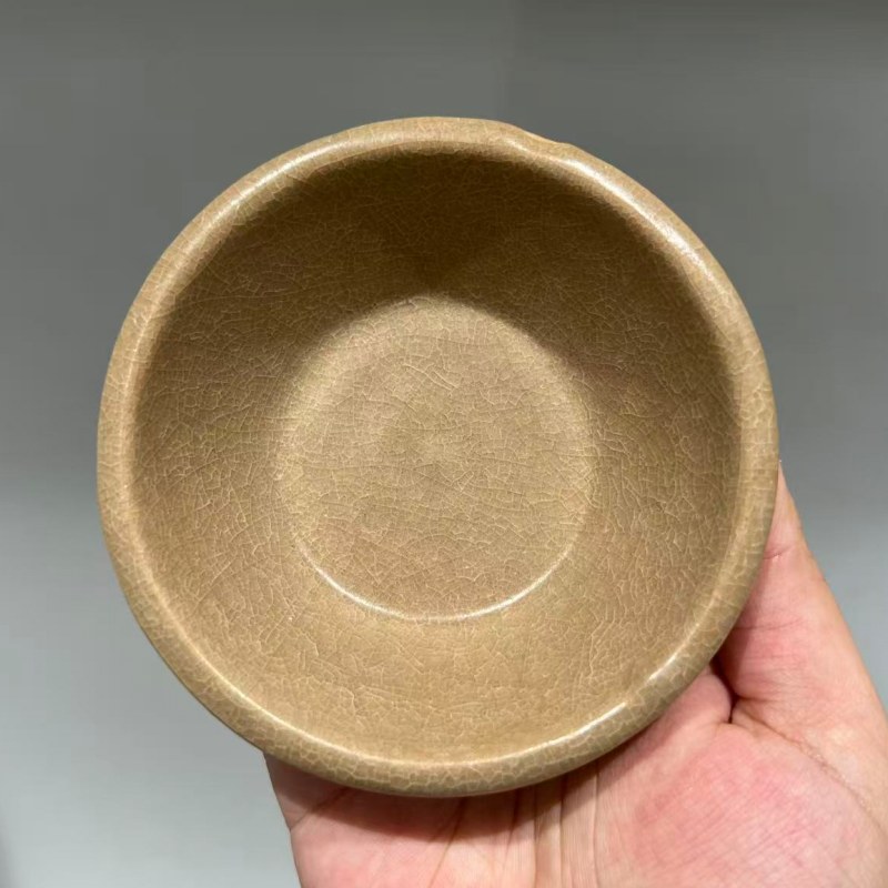 明代 龙泉窑米黄釉直边洗 - 图4