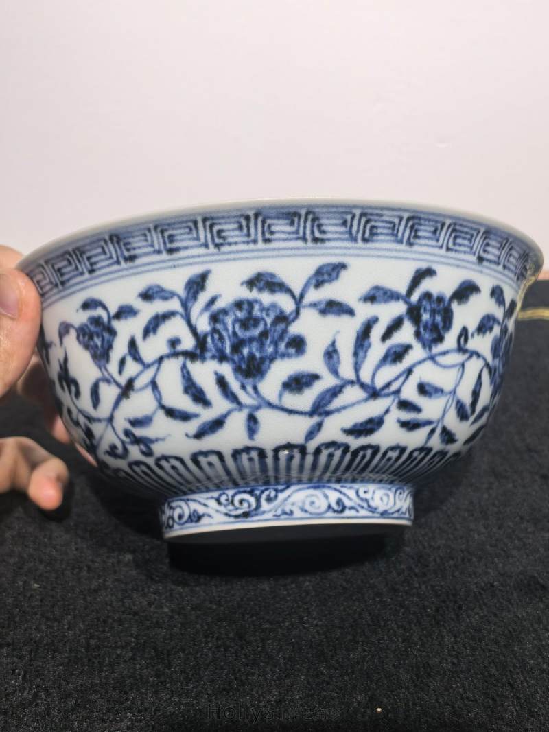 明永乐 内外青花缠枝莲纹撇口碗 - 图36