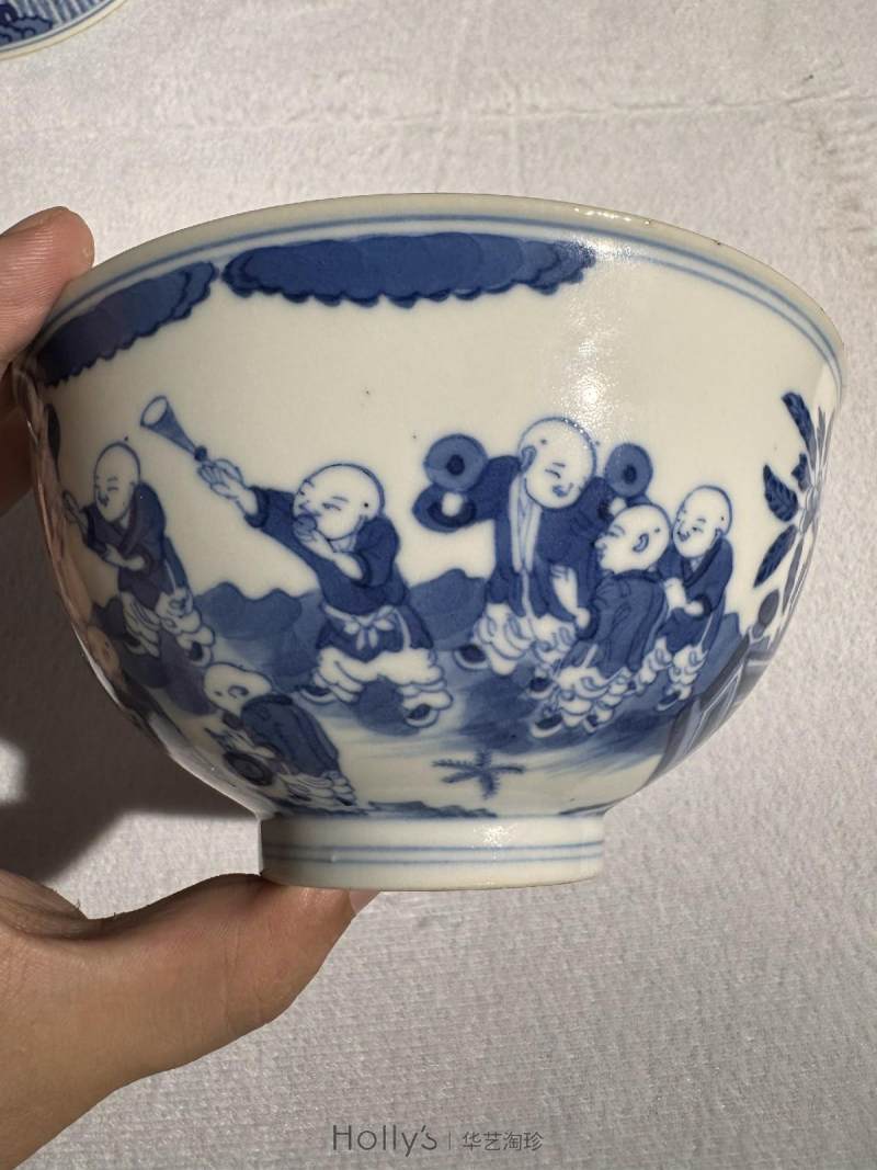 清道光 青花婴戏图碗 - 图12