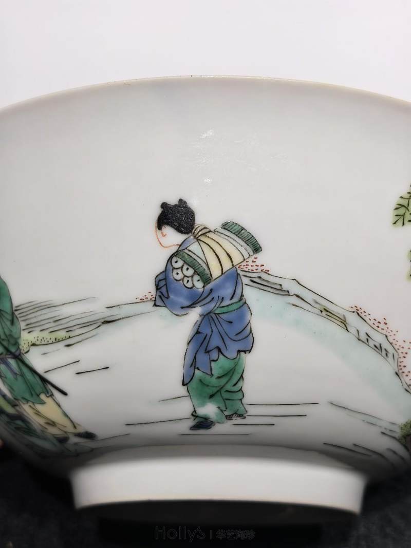 清康熙 弘治胎五彩羲之爱鹅图碗 - 图34