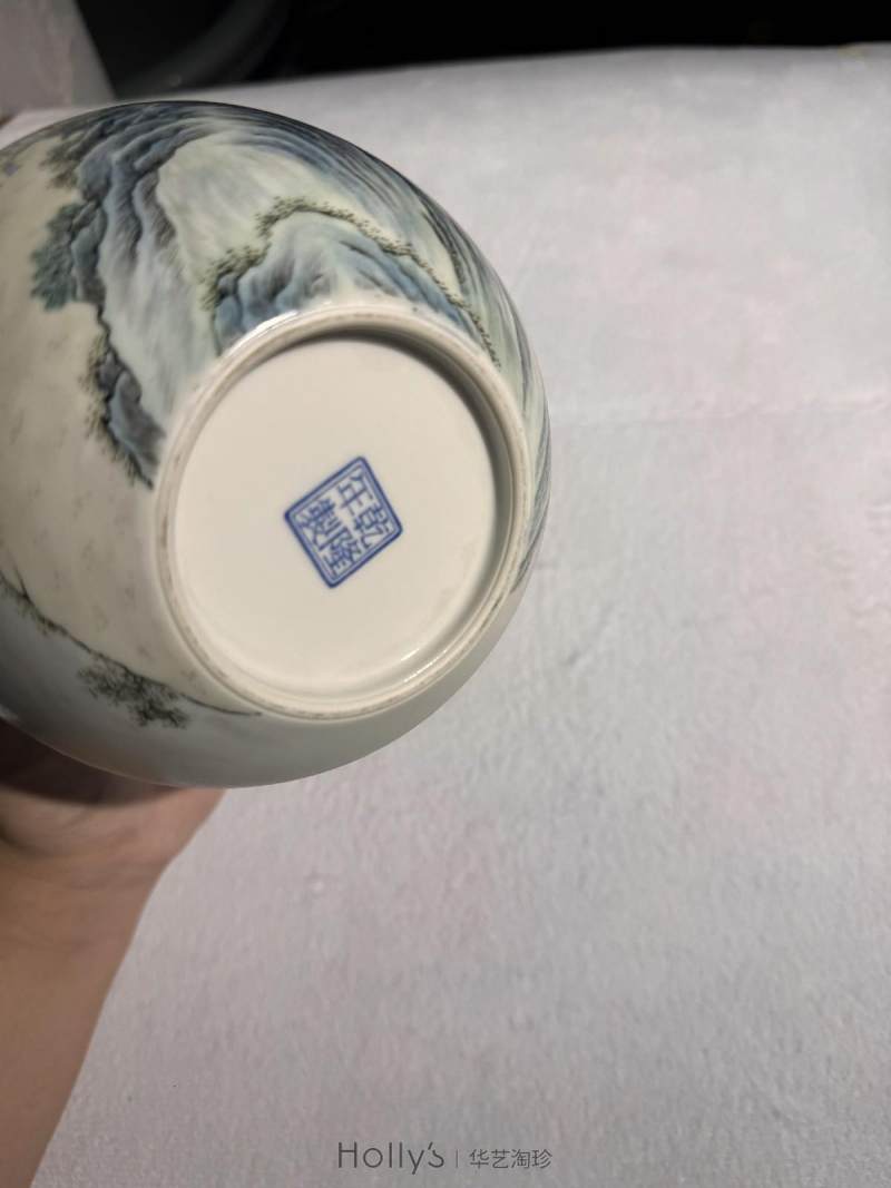 民国 粉彩山水人物天球瓶 - 图30