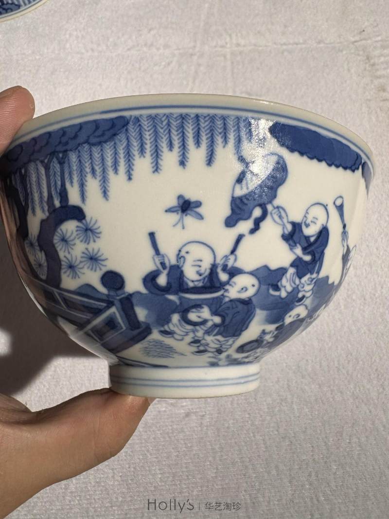 清道光 青花婴戏图碗 - 图13