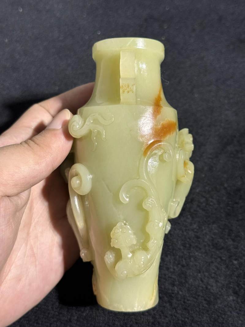 清乾隆 黄玉雕双龙赶珠盖瓶 - 图22
