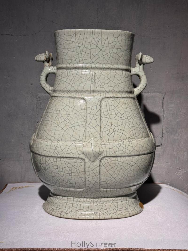 清雍正 仿官釉汉壶尊 - 图18