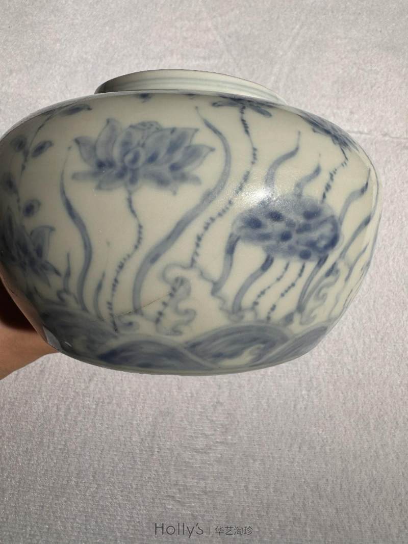 明成化 青花莲池蝴蝶罐 - 图31
