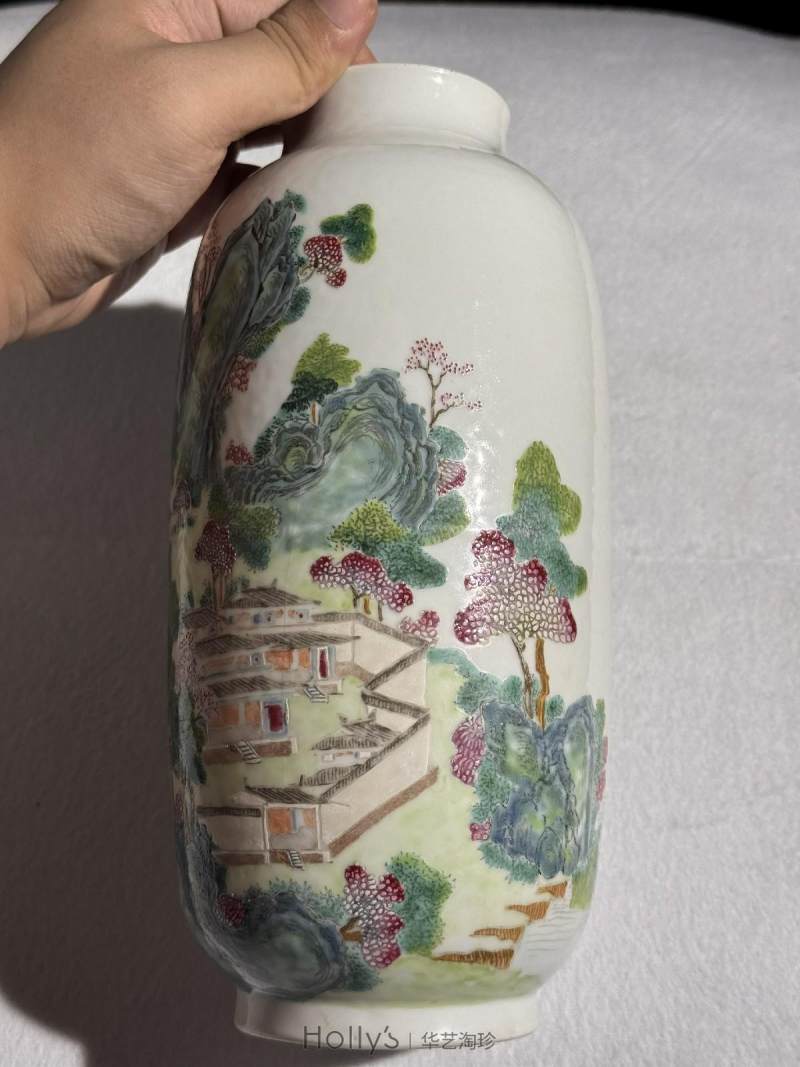 清乾隆 粉彩山水图灯笼瓶 - 图16