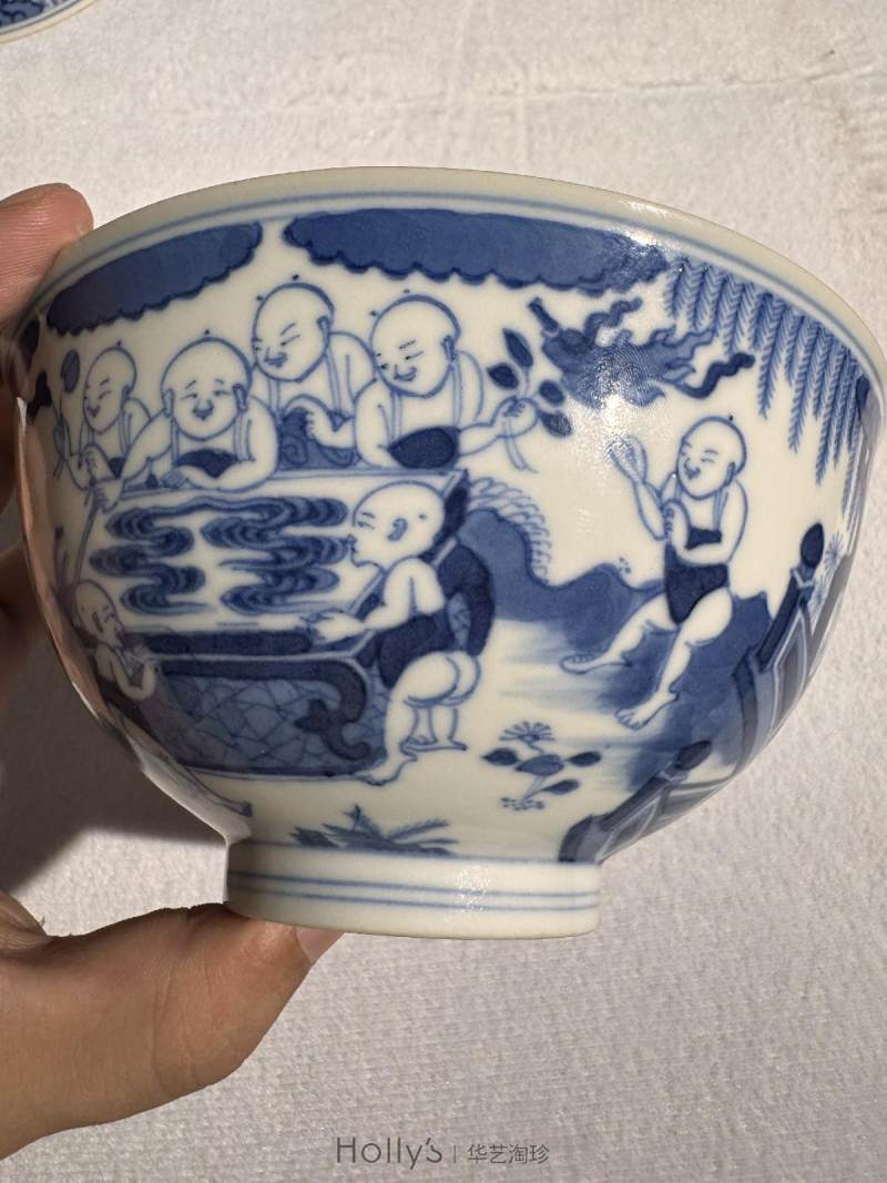 清道光 青花婴戏图碗 - 图15