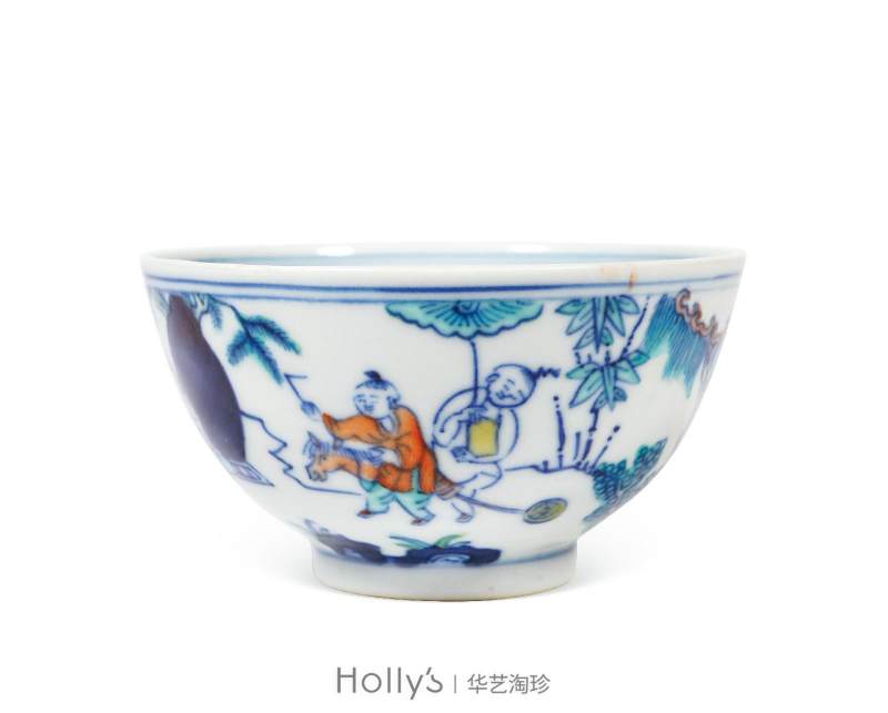 清康熙 斗彩婴戏图茶圆 - 图11