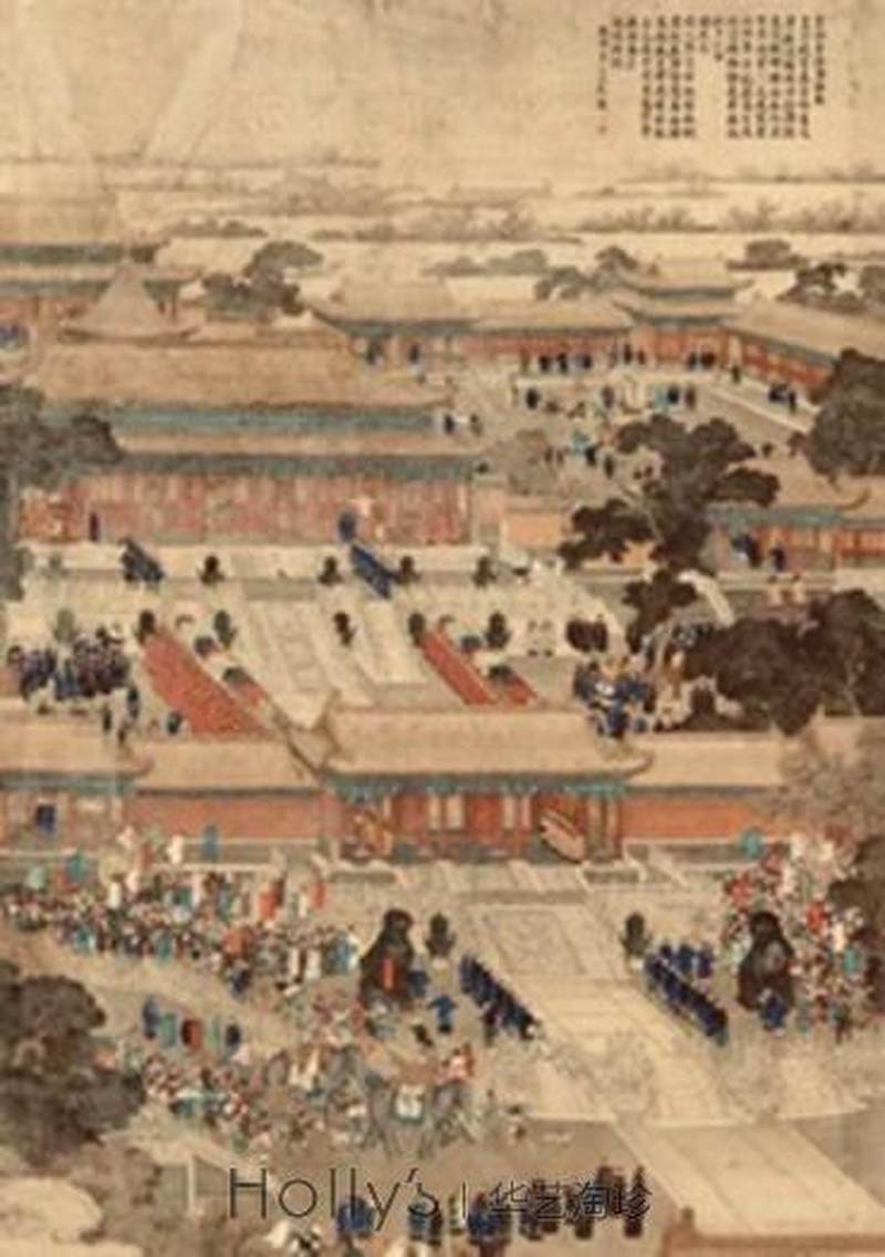 清乾隆 御制洋彩雕瓷「万国来朝」山高水长大挂屏 - 图49