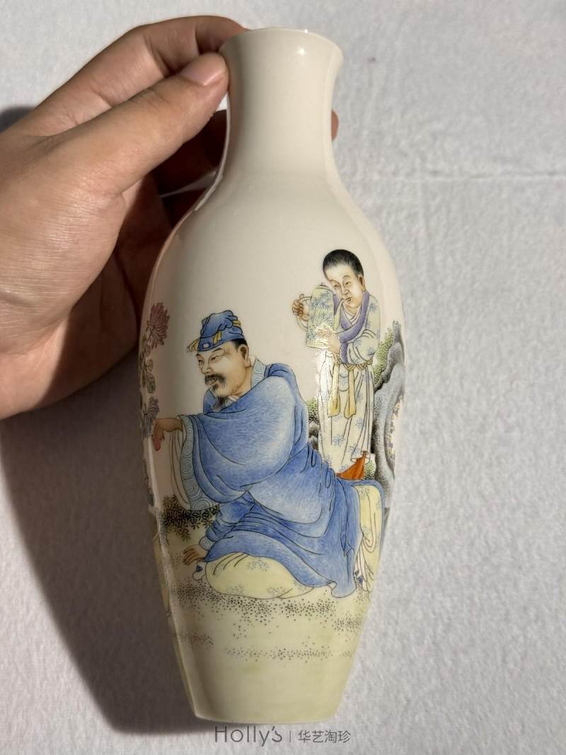 民国 珐琅彩陶渊明爱菊图小瓶 - 图13