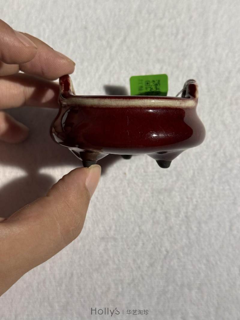 清乾隆 红釉冲耳琴炉 - 图16