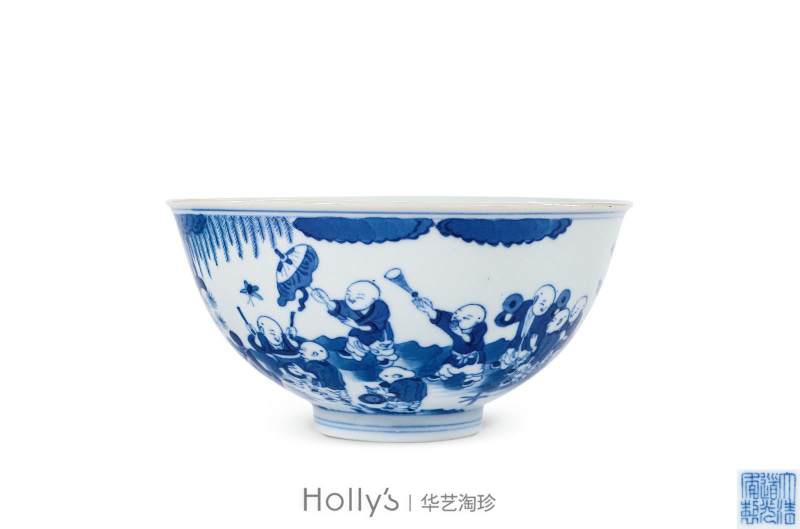 清道光 青花婴戏图碗 - 图10