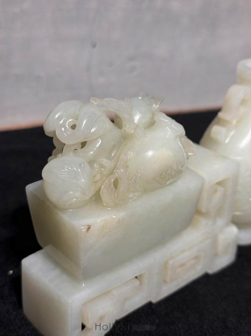 清乾隆 白玉整雕福寿平安摆件 - 图15
