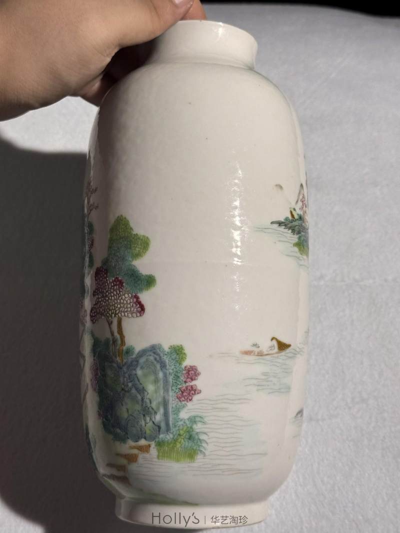 清乾隆 粉彩山水图灯笼瓶 - 图20