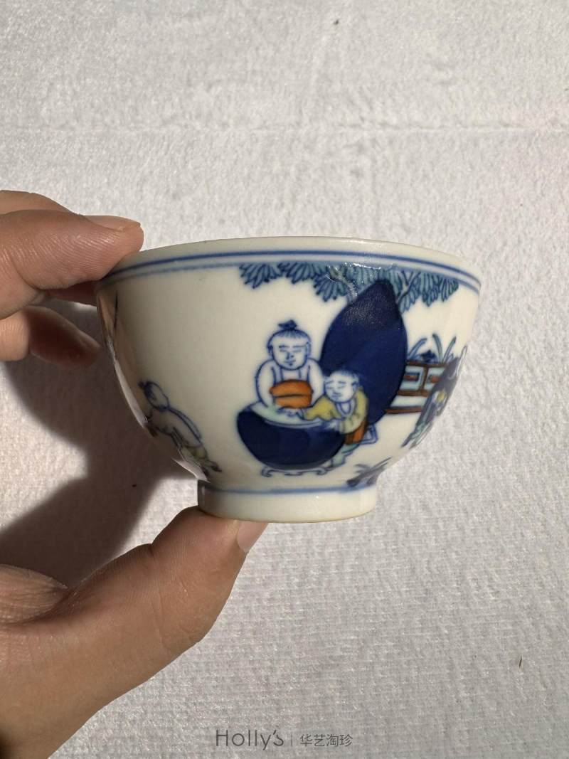 清康熙 斗彩婴戏图茶圆 - 图14