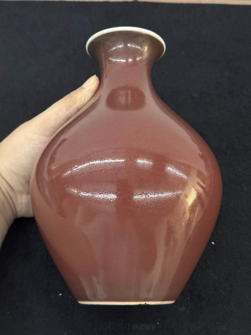 清雍正 年红釉橄榄尊 - 图18
